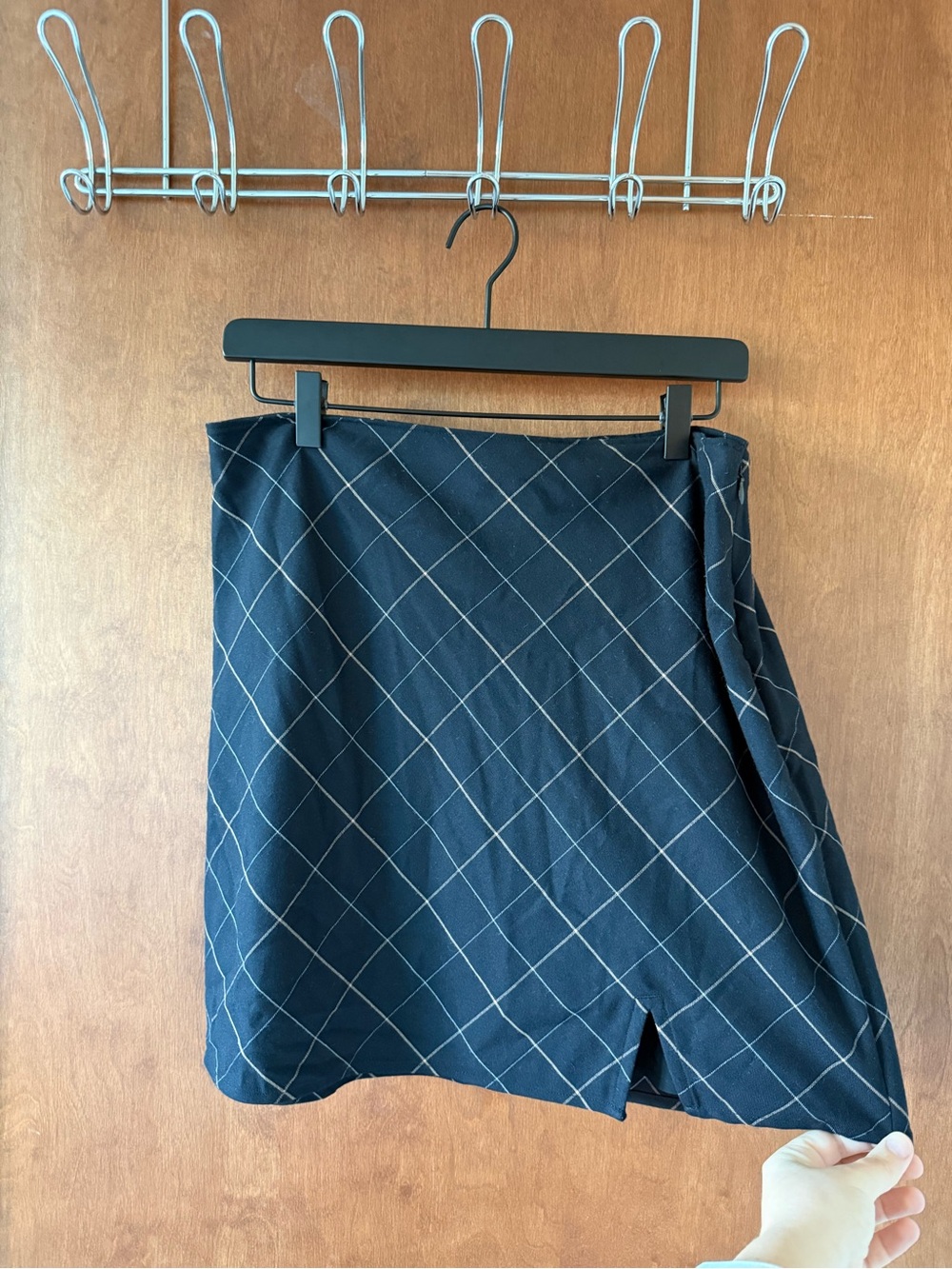 NWT Abercrombie Windowpane Plaid Wrap Mini Skirt L